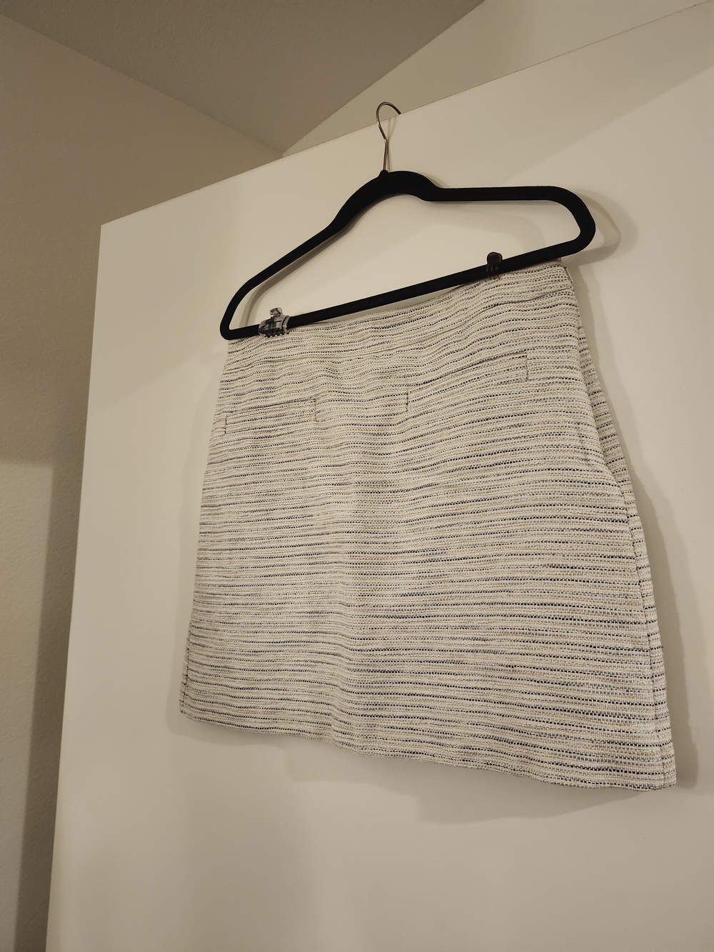 LOFT White and Black Striped Mini Skirt